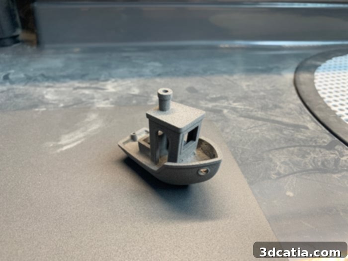 3DBenchy model printed on Formlabs Fuse 1 in PA12 Nylon