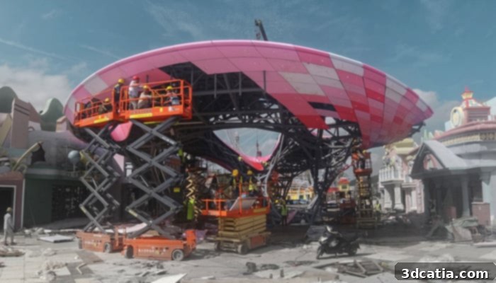 3D Printed Pavilion China Pink Shades