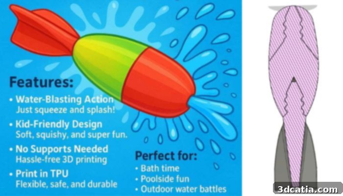 3D Printed Splash Rocket Water Toy by Evol3D