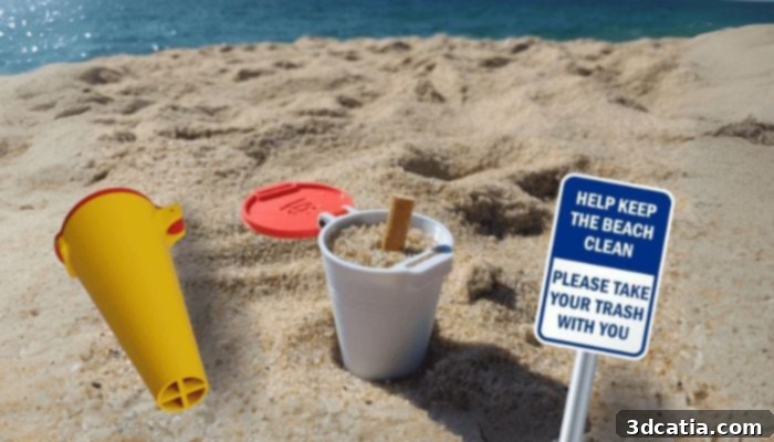 3D Printed Portable Beach Ashtray by TOPEdesigns