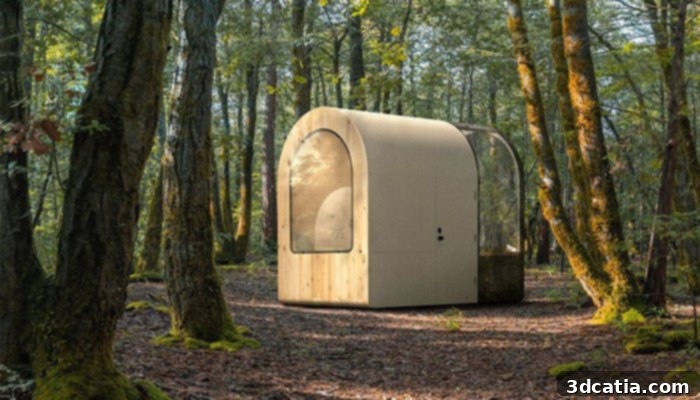 Denizen Smartpod exterior view showing its modern design and large windows.