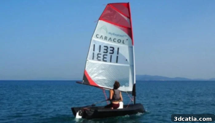 Caracol 3D printed sailboat made with recycled materials
