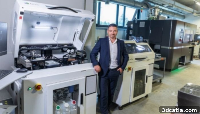 ExOne's European Application and Adoption Center showcases metal and sand binder jetting 3D printers, led by General Manager Eric Bader.