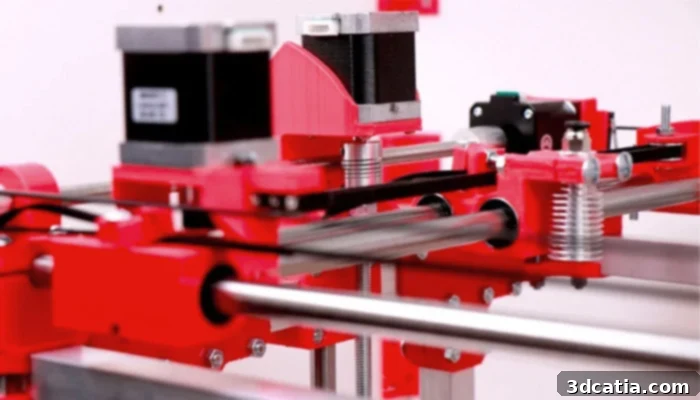 FDM 3D printer with X, Y, Z axes indicating movement coordinates