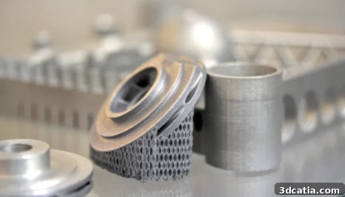A 3D printed metal part created using the Binder Jetting process, showcasing its capability for functional metal components.