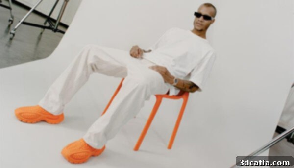 Designer Heron Preston wearing HERON01 sneakers