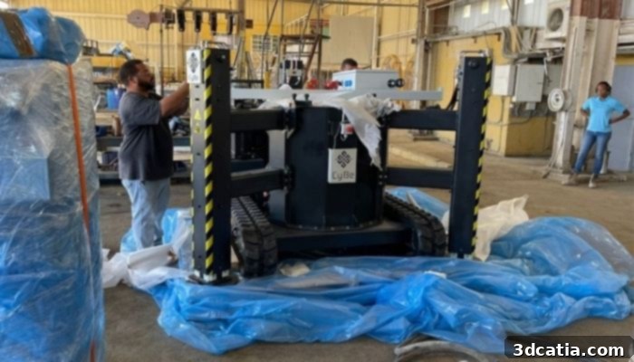 CyBe mobile RC 3Dp concrete 3D printer.