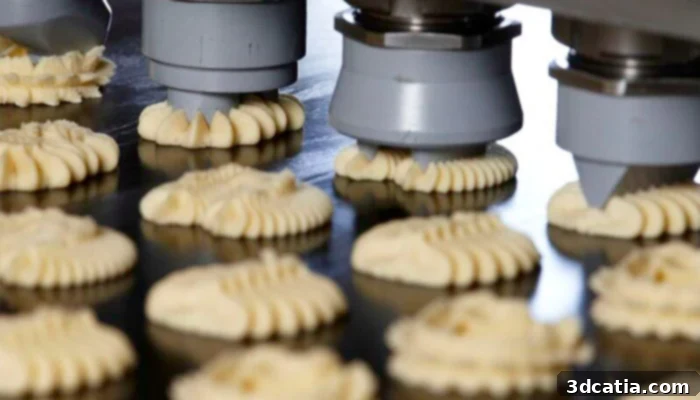 Bühler Meincke machines producing cookies using metal 3D printed components.