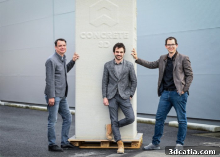Michael Gabriel (center), Divisional Manager at Concrete 3D, with managing directors Philipp Tomaselli (left) and Markus Loacker (right).