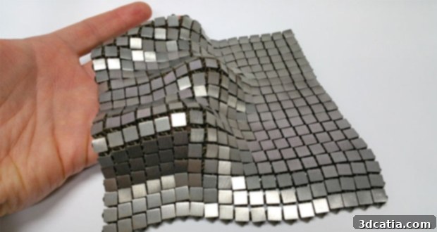 Maritime 3D printing showing flexible chain mail for protection