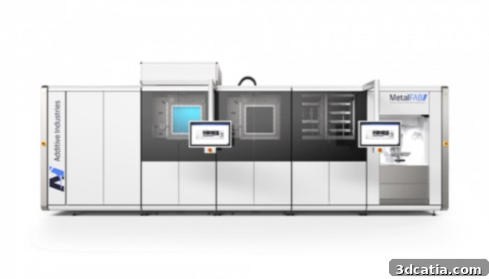 Additive Industries MetalFAB1 Industrial 3D Printer in a manufacturing facility, highlighting its modular design.