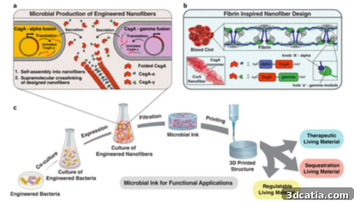 Microbial Ink, a new programmable bioink developed by Harvard University and Brigham and Women’s Hospital researchers for 3D printing living materials with applications in drug delivery and environmental remediation.