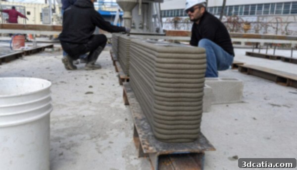 Black Buffalo 3D's concrete extrusion process for layer-by-layer design