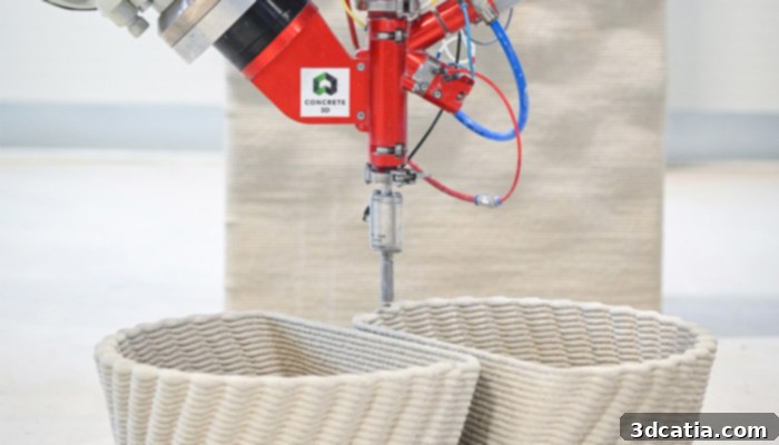 Concrete 3D printing architectural elements