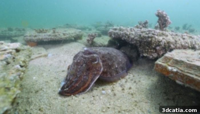 Marine life thriving on archiREEF's terracotta structures.