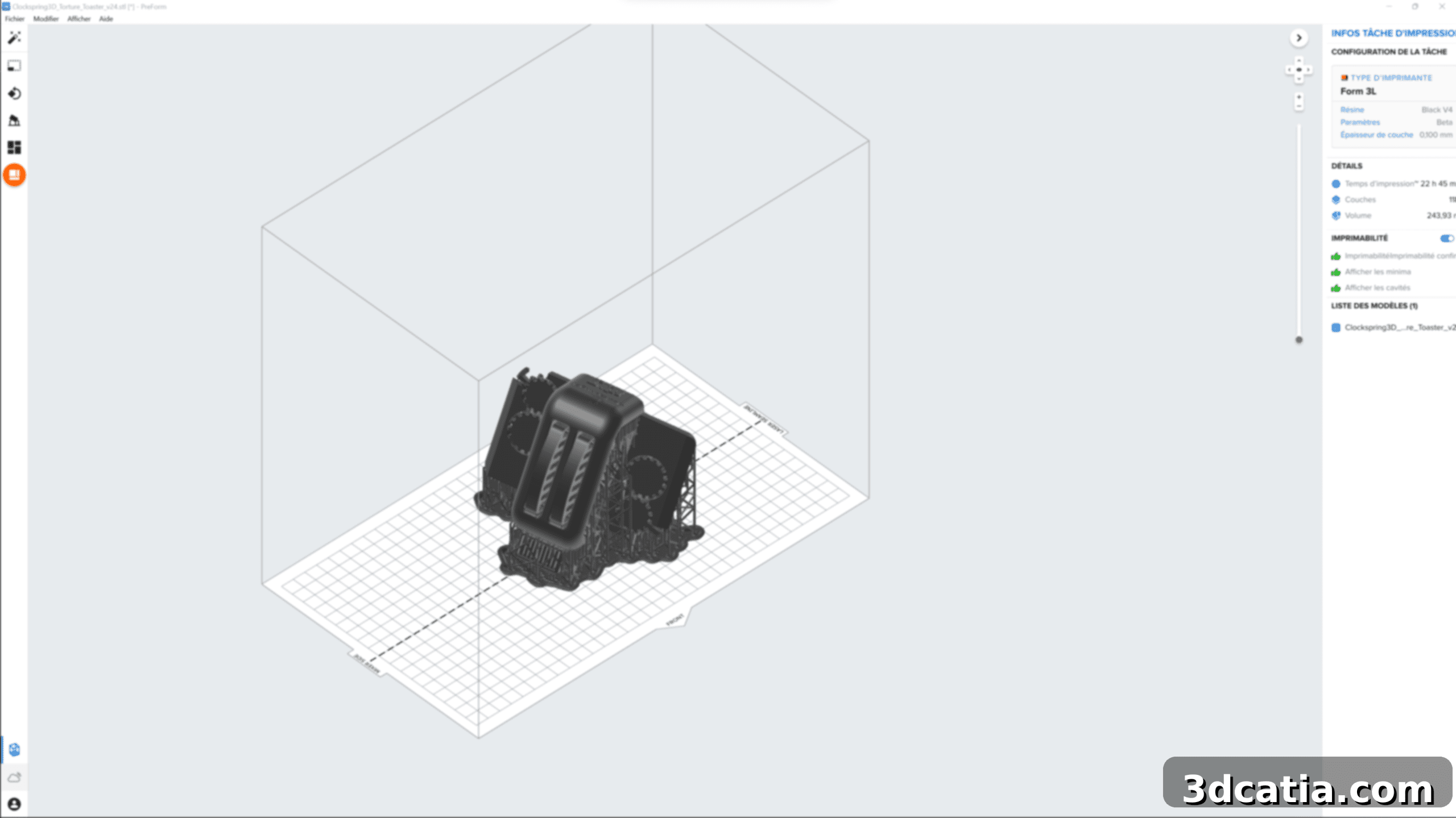 PreForm is Formlabs' proprietary slicer, featuring advanced functionalities like one-click printing.