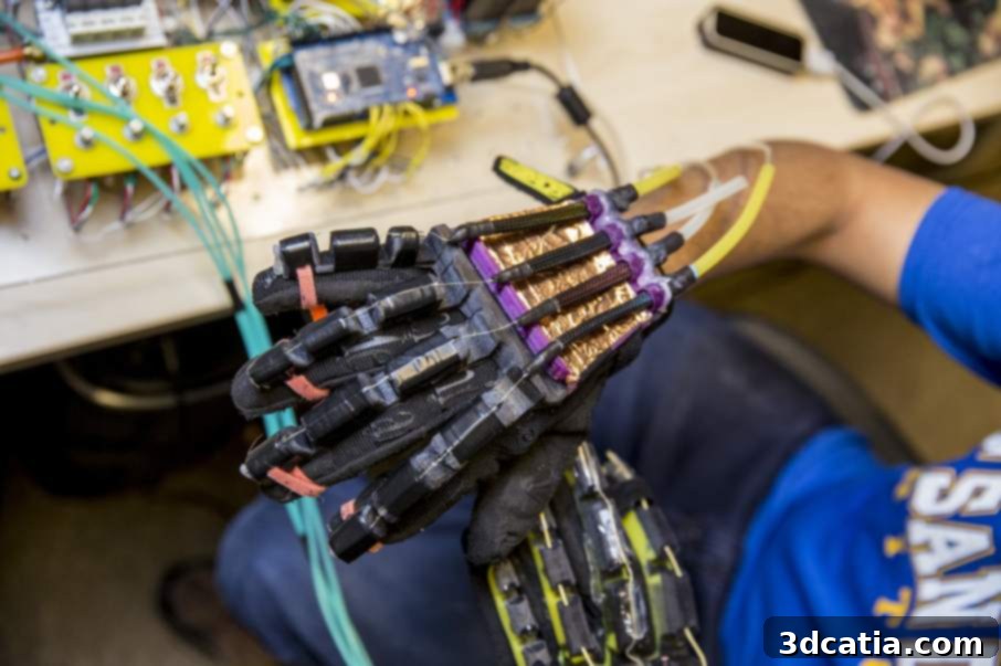 VR glove exoskeleton created with 3D printing