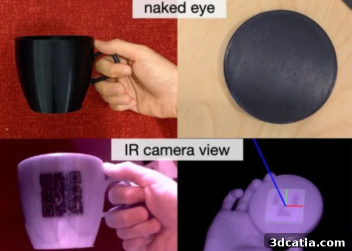 3D printed object with embedded invisible barcode for InfraredTags technology