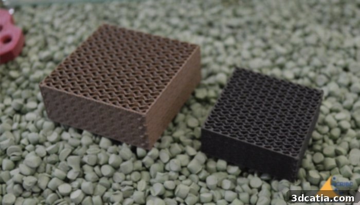 3D printed ceramic part showcasing complex geometry