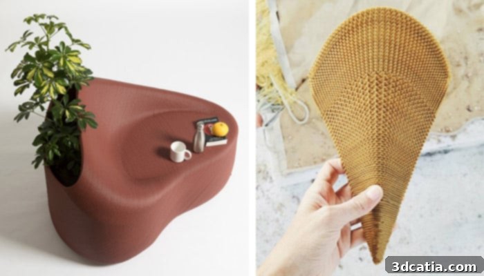 3D printing recycling: The New Raw transforms plastic waste into urban furniture.
