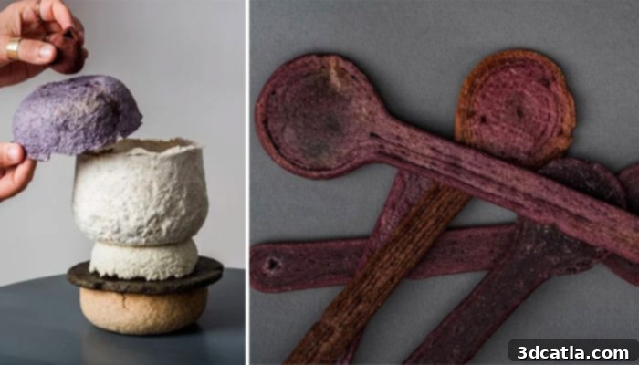 3D printed tableware from food waste by Barbara Gollackner