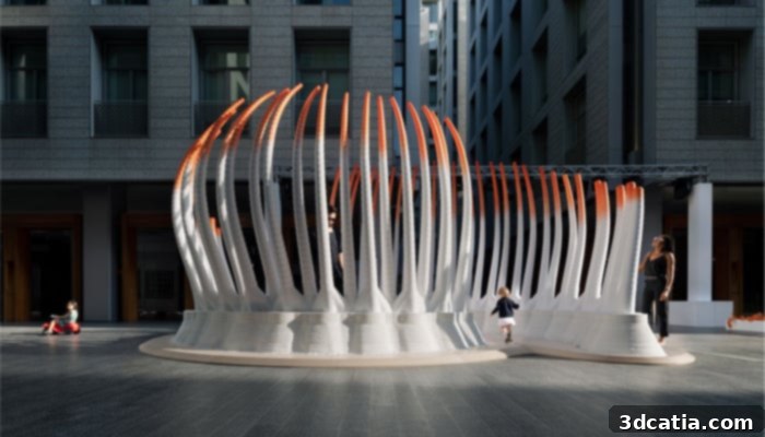 Deciduous Pavilion, 3D printed from recycled plastic bottles