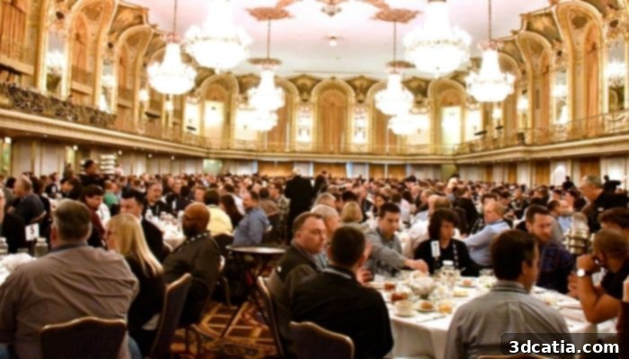 To encourage networking and conversations, attendees are randomly assigned to tables where the enjoy a sit-down, plated lunch