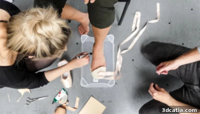 The pointe shoes are tailor-made