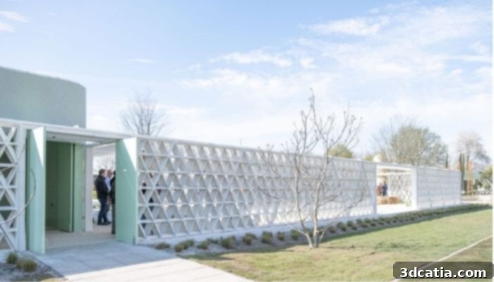 Aectual's 3D printed wall for the UAE Pavilion at Floriade Expo 2022, showcasing intricate patterns and sustainable design.