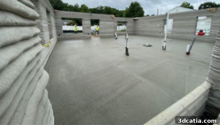 Alquist 3D to Build World's Largest 3D Printed Home Project in Virginia 3 Interior view of a 3D printed home showing finished walls and modern design