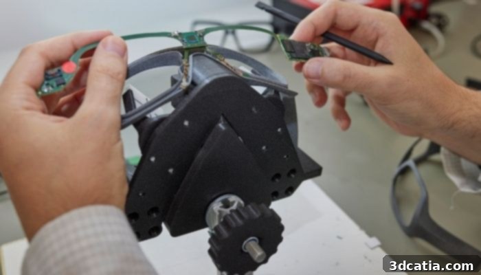 Viewpointsystem Smart Glasses internal technical components made with 3D printing.