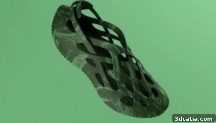 3D Printed Earth Moc shoe by Daniel Shirley, featuring a nature-inspired design of roots and vines.