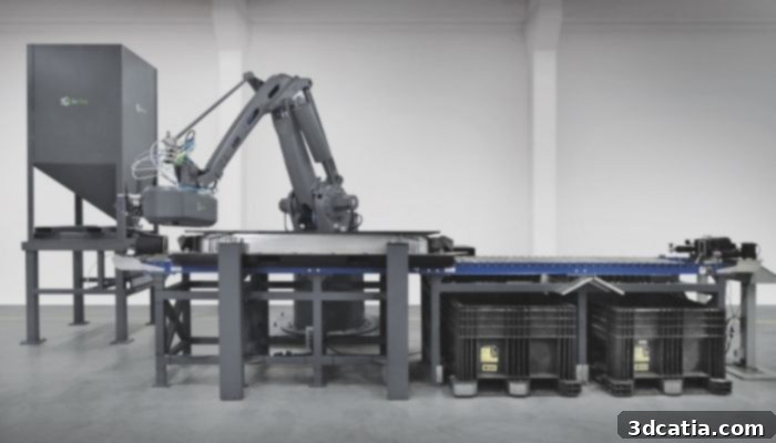 The full production line of the ExOne S-Max Flex