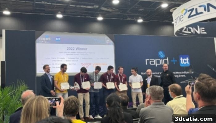 Winning team from Virginia Tech at SME Additive Manufacturing Awards