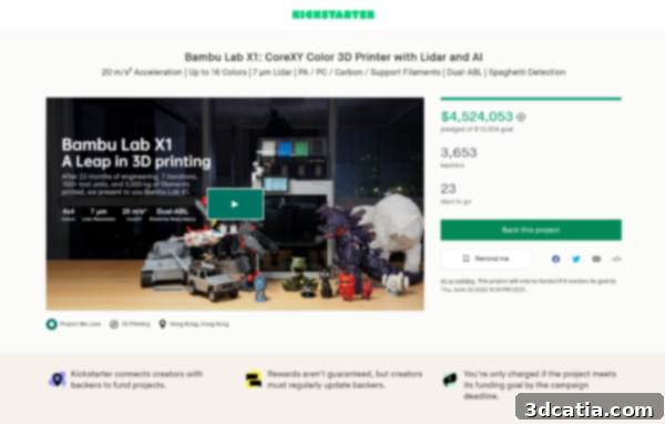 Bambulab X1 Kickstarter campaign