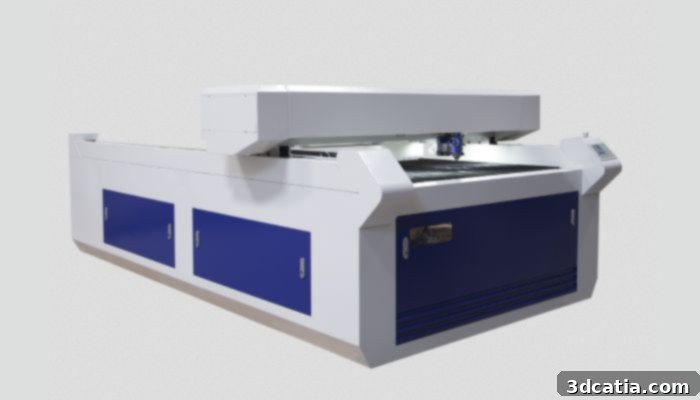 Full Spectrum Lasers 4'x8' Flatbed CO2 Laser, showing its large work area.