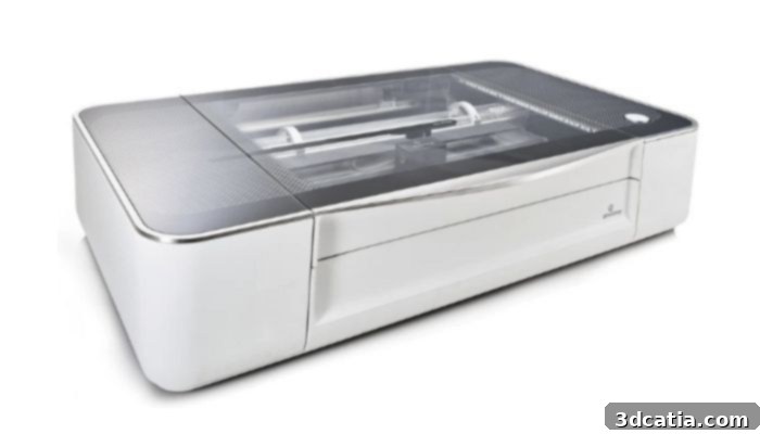 Glowforge laser cutter, known for its intuitive design and web-based software.