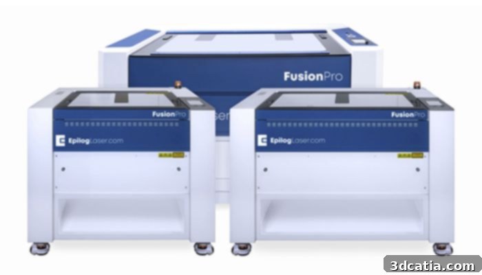 Epilog Laser Fusion Pro series, showcasing a high-speed laser cutter.