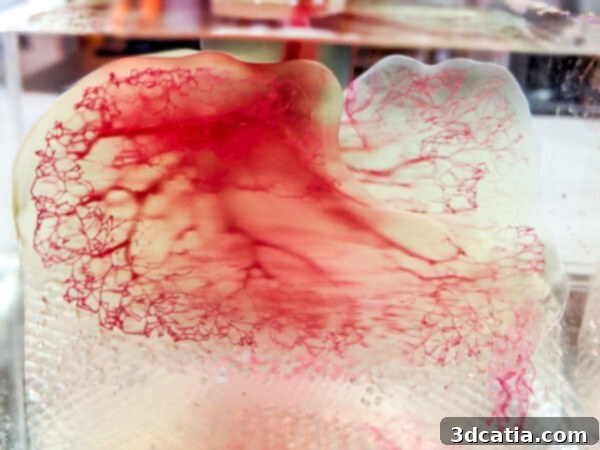 3D printed lung scaffold, showcasing intricate biological structures for organ transplantation.