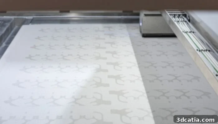 Binder Jetting process illustrating binder selectively applied to sand particles.