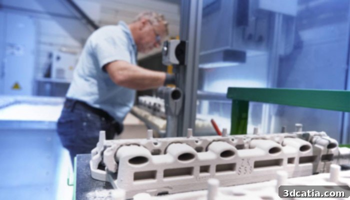 Sand binder jetting is extensively used for creating complex molds and cores for casting.