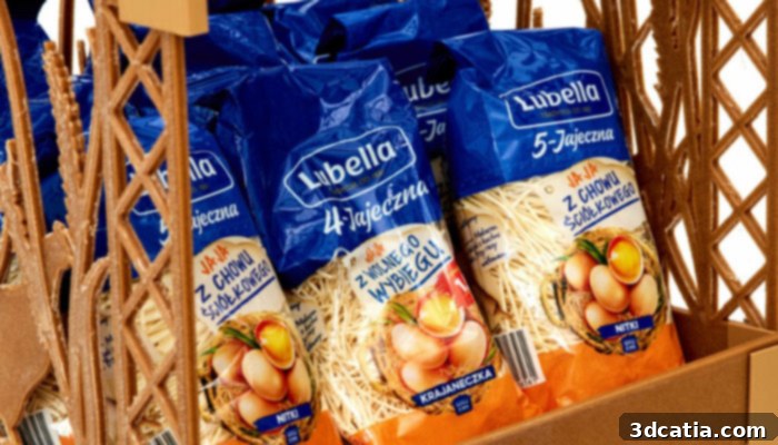 The filament is used to print displays for pasta