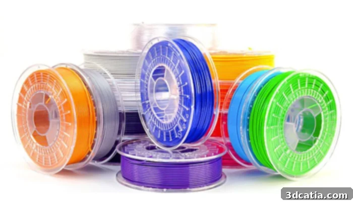 Various 3D printer filament spools