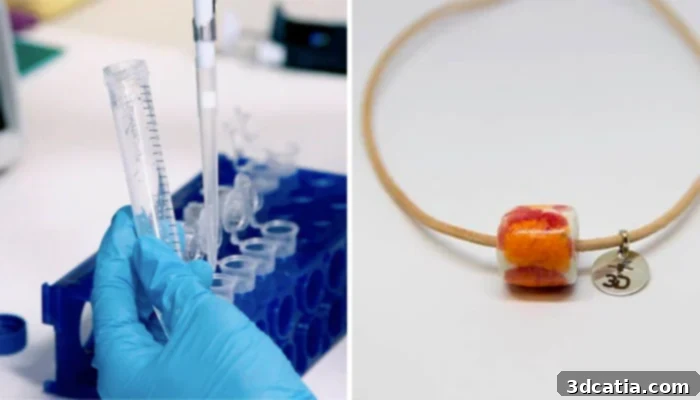 3D printed jewelry made from ashes by Narbón