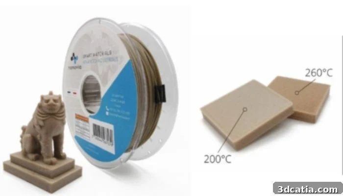 3D printed object made with Nanovia flax-PLA composite