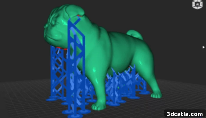 NanoDLP slicer interface with model and supports