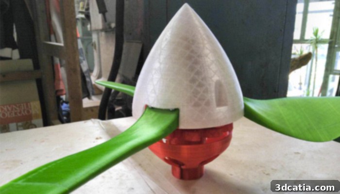 A prototype wind turbine blade made from recycled PET (rPET) plastic, showcasing sustainability.