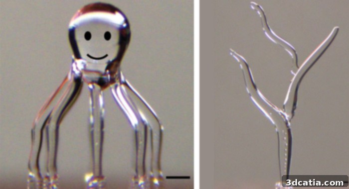 Examples of 3D printed ice structures from Carnegie Mellon