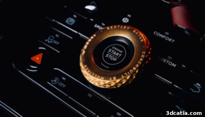 Close-up of Bentley Batur's interior with a focus on the 3D-printed 18K gold detail.