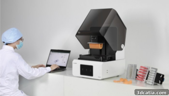 RAYSHAPE Redefines Dental 3D Printing with Edge E1 3 RAYSHAPE Edge E1 in a dental lab setting